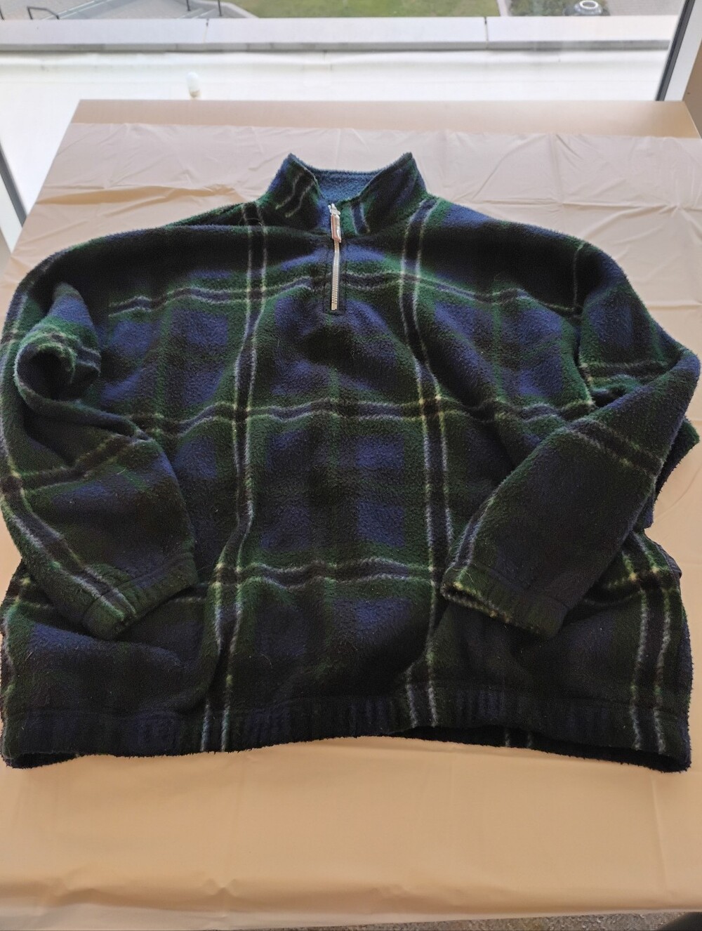 Vintage Bugle Boy Snow Fleece Plaid Quarter Zip Jacket Size Large